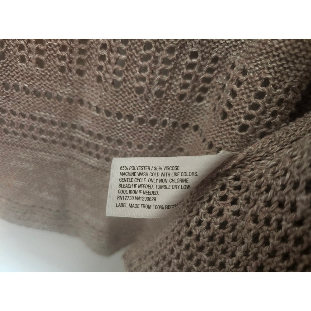 Boho Knox Rose Open Front Cardigan Women XXL Taupe Pointelle Knit Shawl Collar - Picture 4 of 8